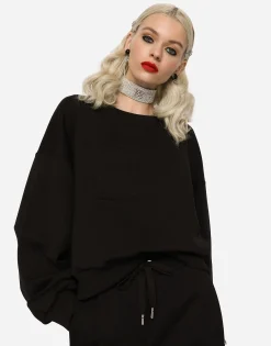 Jersey sweatshirt with embossed logo