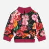 Jersey sweatshirt with floral print over a black background