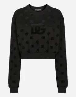 Jersey sweatshirt with flocked DG logo print