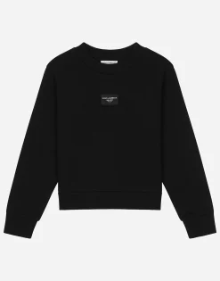 Jersey sweatshirt with logo tag