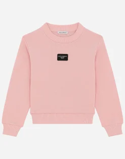 Jersey sweatshirt with logo tag