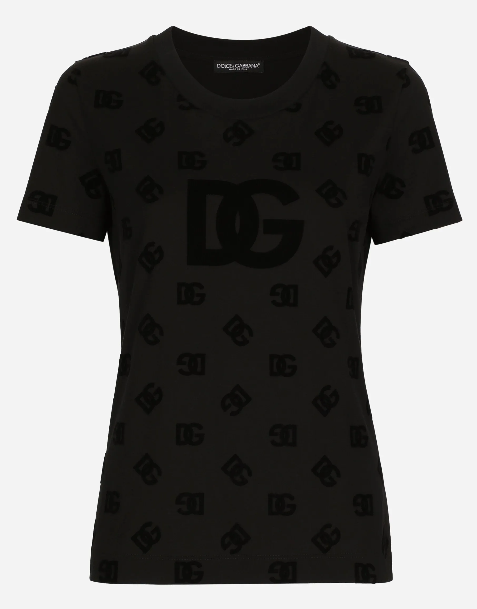Jersey T-shirt with all-over flocked DG logo