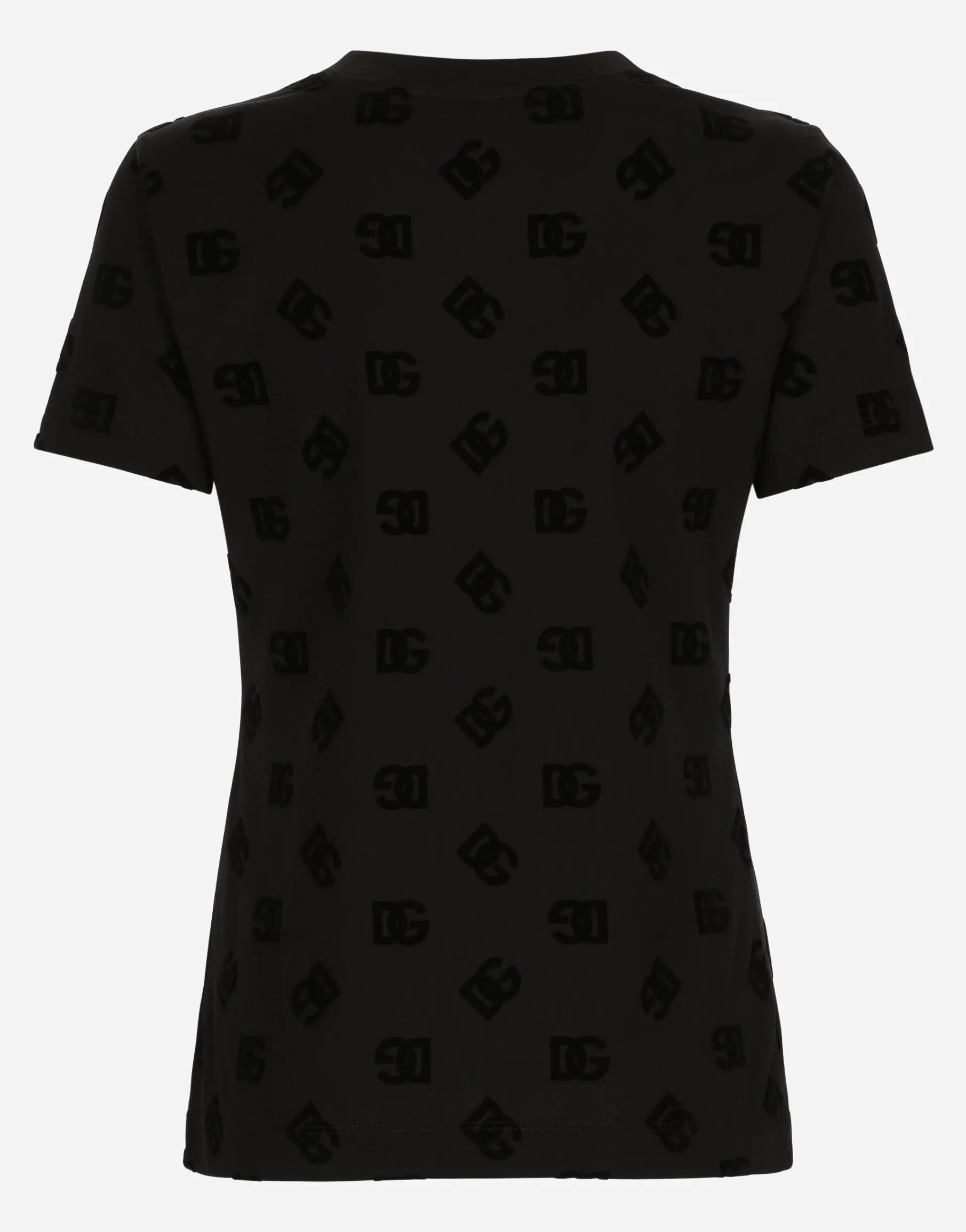 Jersey T-shirt with all-over flocked DG logo
