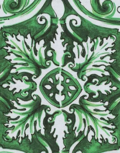 Jersey T-shirt with all-over green majolica print