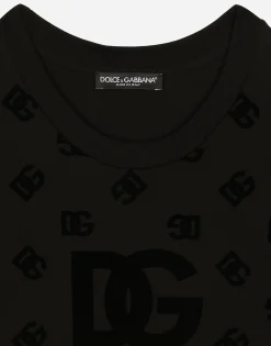Jersey T-shirt with all-over flocked DG logo
