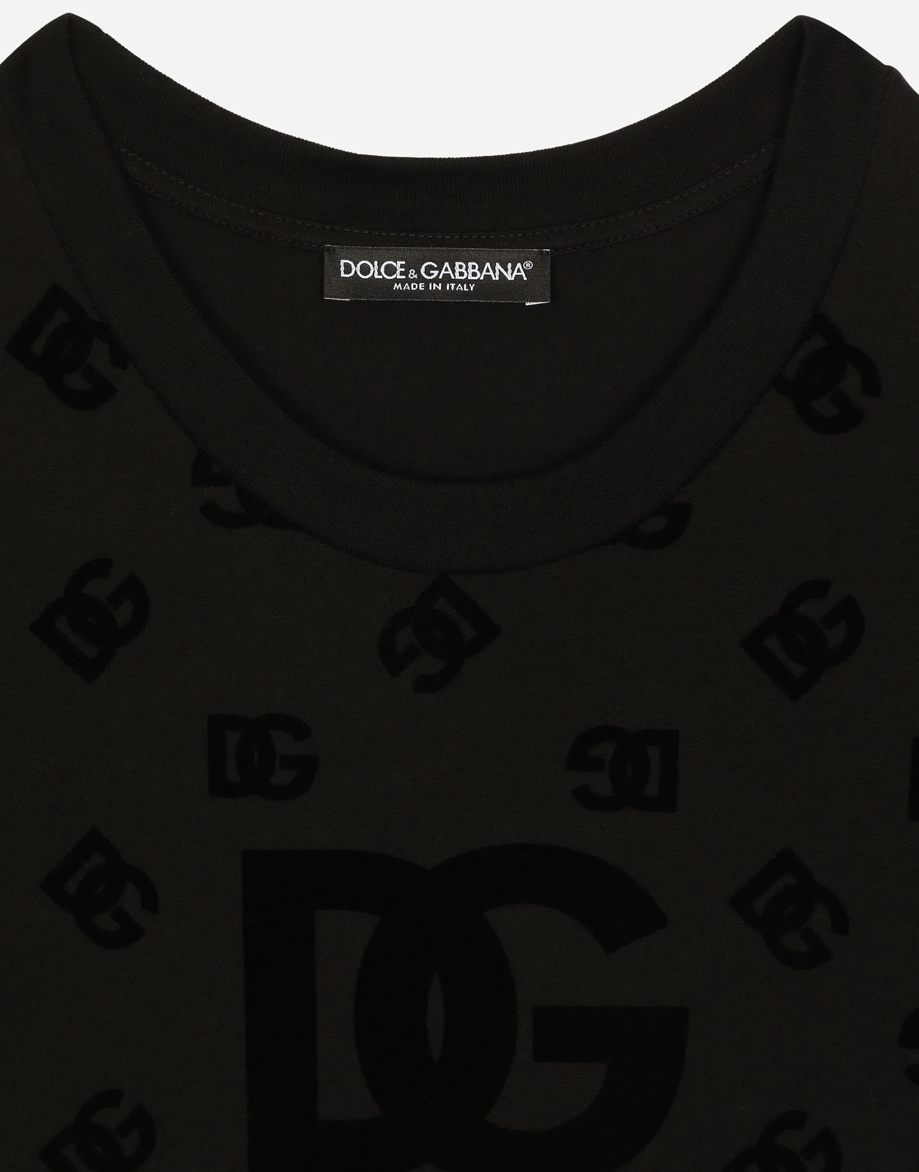Jersey T-shirt with all-over flocked DG logo