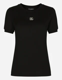 Jersey T-shirt with crystal DG embellishment