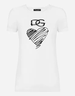 Jersey T-shirt with DG and heart print