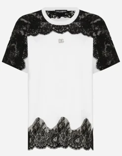 Jersey T-shirt with DG logo and lace inserts