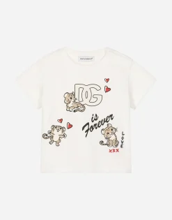 Jersey T-shirt with DG logo and leopard