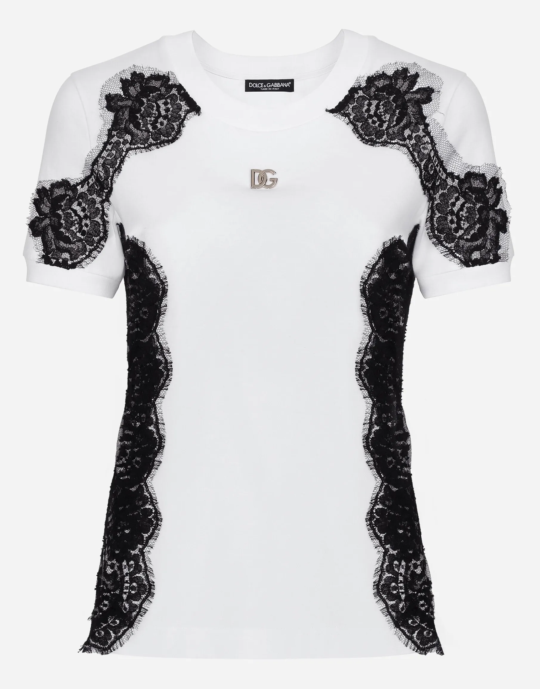 Jersey T-shirt with DG logo and lace inserts