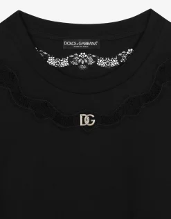Jersey T-shirt with DG logo and lace inserts