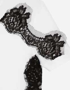 Jersey T-shirt with DG logo and lace inserts