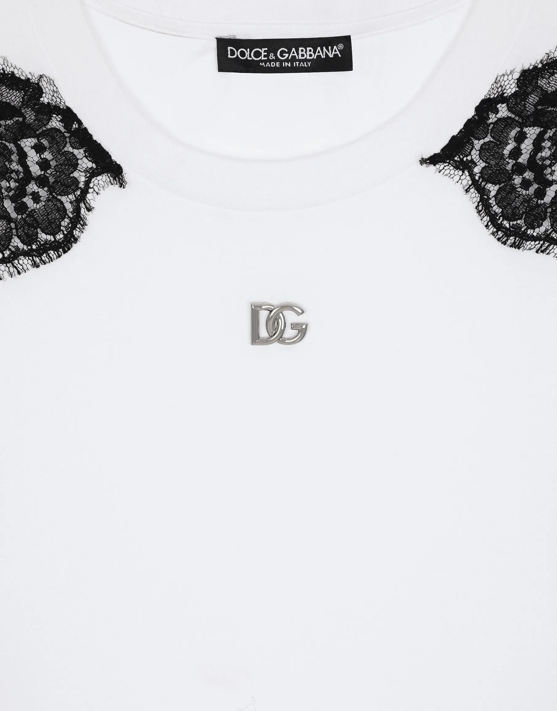 Jersey T-shirt with DG logo and lace inserts