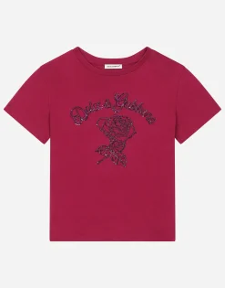 Jersey T-shirt with Dolce&Gabbana logo and rose