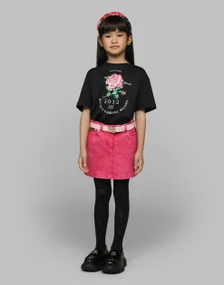 Jersey T-shirt with Dolce&Gabbana logo and rose