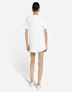 Jersey T-shirt with Dolce&Gabbana logo embroidery and lettering