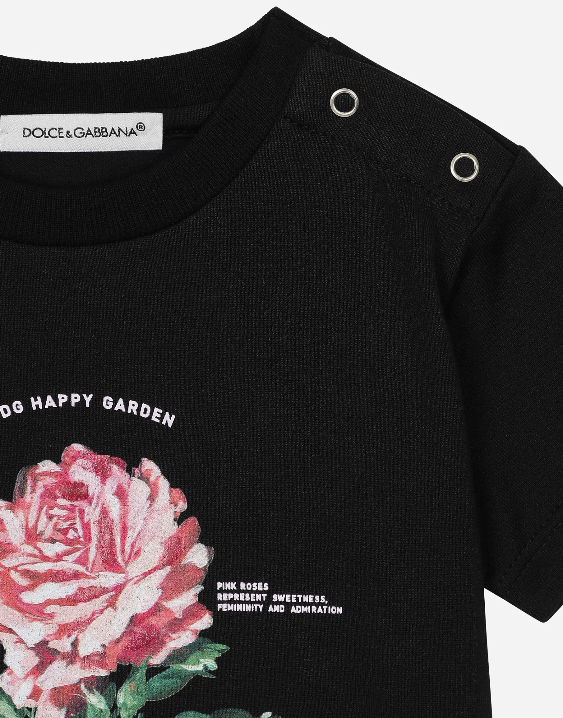 Jersey T-shirt with Dolce&Gabbana logo and rose