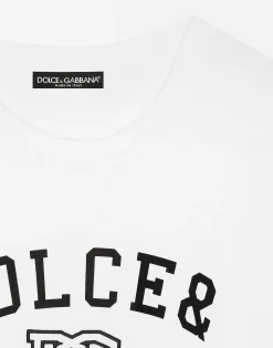 Jersey T-shirt with Dolce&Gabbana logo embroidery and lettering