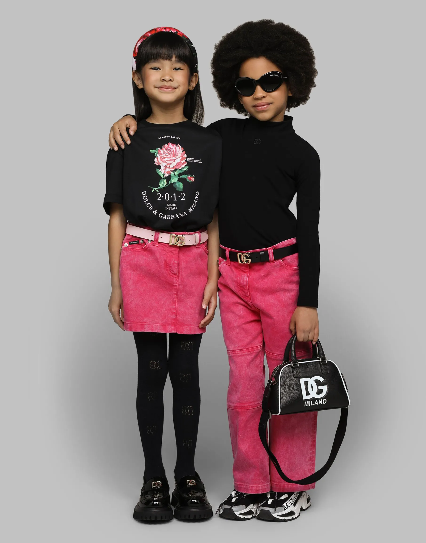Jersey T-shirt with Dolce&Gabbana logo and rose