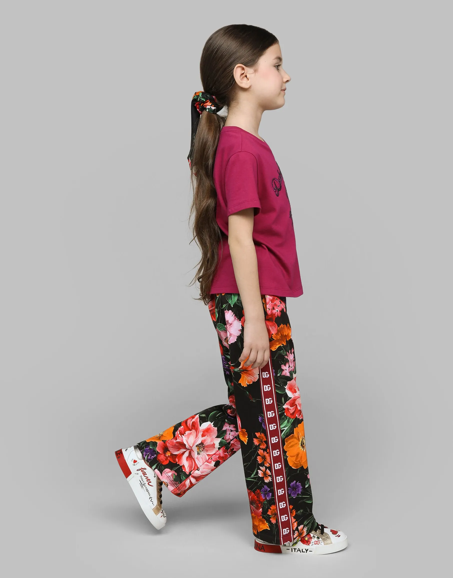 Jersey T-shirt with Dolce&Gabbana logo and rose