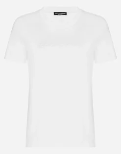 Jersey T-shirt with flocked Dolce&Gabbana detail