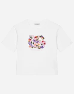 Jersey T-shirt with floral DG print