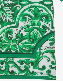 Jersey T-shirt with green majolica print
