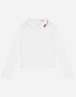 Jersey T-shirt with logo embroidery