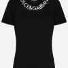 Jersey T-shirt with logo embroidery on neck