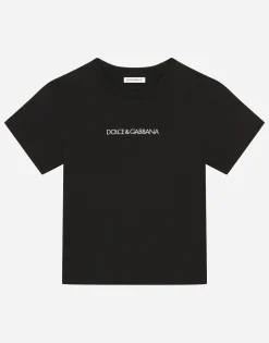 Jersey t-shirt with logo embroidery