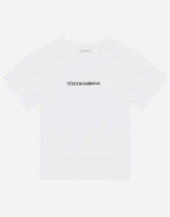 Jersey t-shirt with logo embroidery