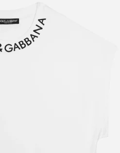 Jersey T-shirt with logo on neck