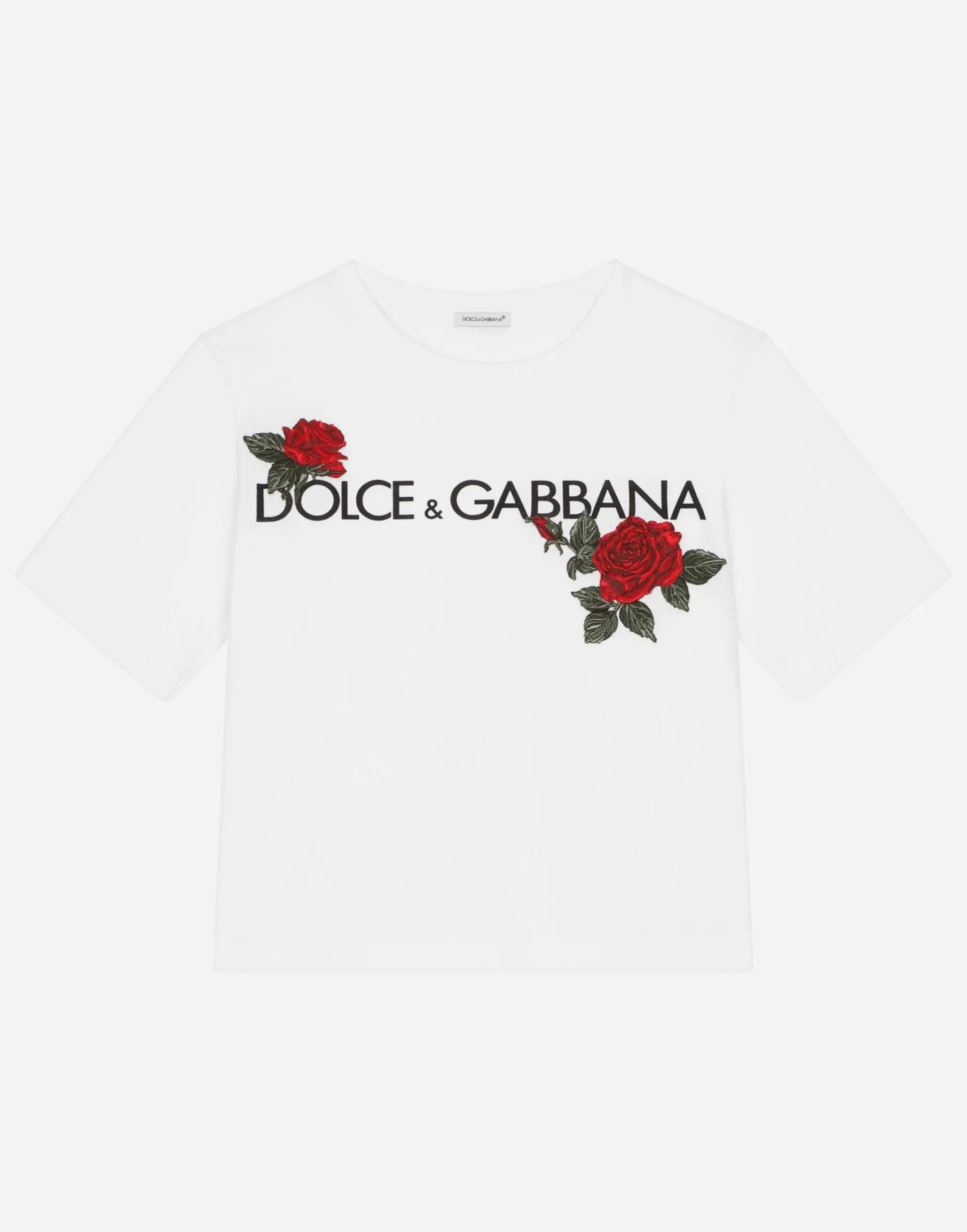 Jersey T-shirt with logo print and rose patch