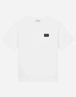 Jersey T-shirt with logo tag