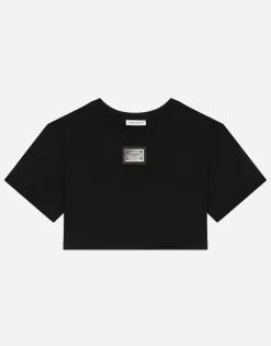 Jersey T-shirt with logo tag