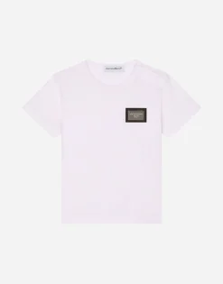 Jersey T-shirt with logo tag