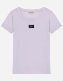 Jersey T-shirt with logo tag