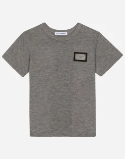 Jersey T-shirt with logo tag