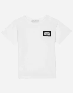 Jersey T-shirt with logo tag