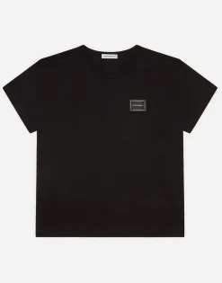 Jersey t-shirt with logo tag