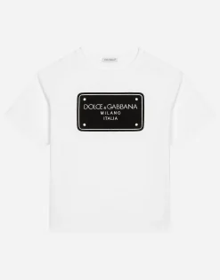 Jersey T-shirt with logo tag