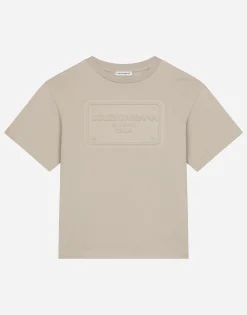 Jersey T-shirt with logo tag