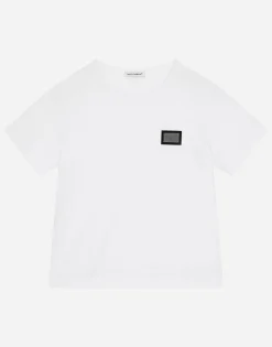 Jersey T-shirt with logo tag