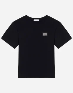 Jersey T-shirt with logo tag