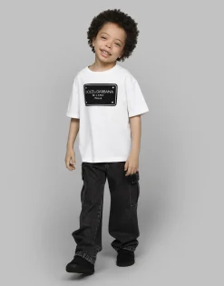 Jersey T-shirt with logo tag