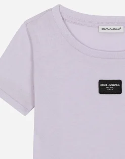 Jersey T-shirt with logo tag