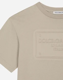 Jersey T-shirt with logo tag