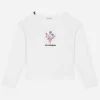 Jersey T-shirt with long sleeves and floral embroidery