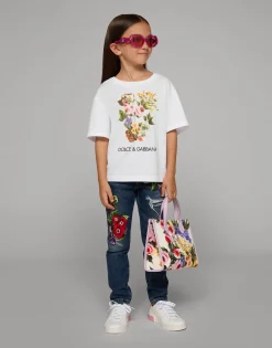 Jersey T-shirt with mixed floral print